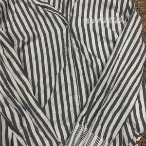 Victoria's Secret women’s Striped Shirt - charcoal and White